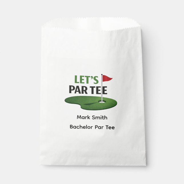 Sachets En Papier Golf Bachelor themed on green grass (Devant)