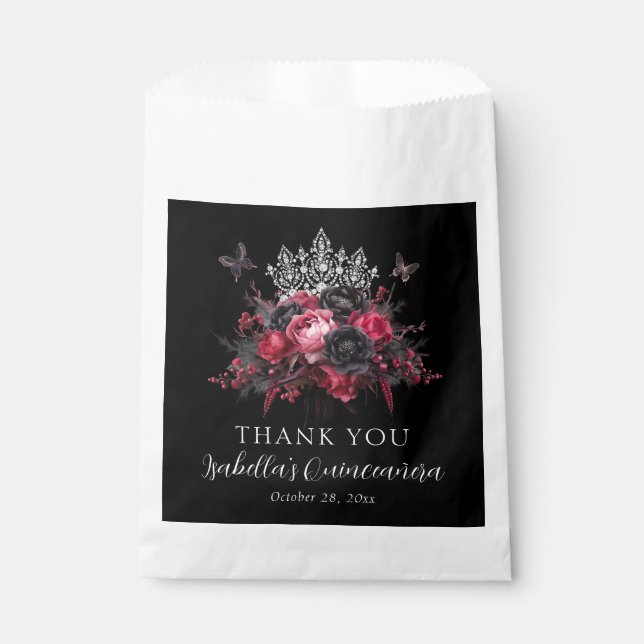 Sachets En Papier Gothique rose rouge et noir Moody Quinceañera (Devant)