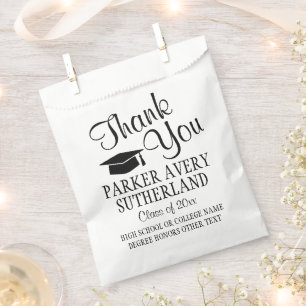 Sachets En Papier Graduation Merci simple Script noir et blanc