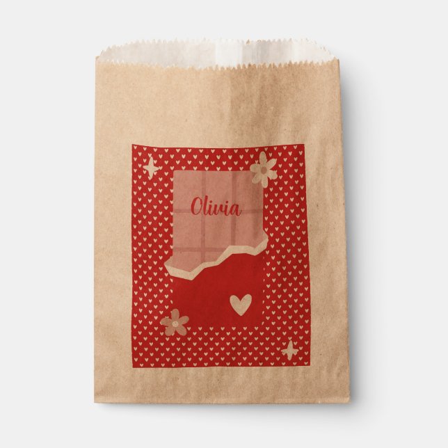 Sachets En Papier Gras Red Heart Love Design - Parfait pour Gi perso (Devant)