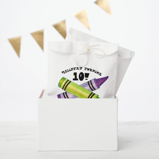 Sachets En Papier Green Purple Artist Crayons Enfant fête d'annivers (Fête)