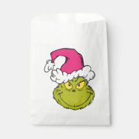 Grinch avec chapeau de Père Noël rose