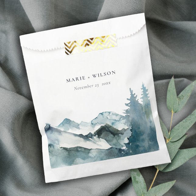 Sachets En Papier Gris Blush Green Blue Mountains Pine Mariage (Créateur téléchargé)