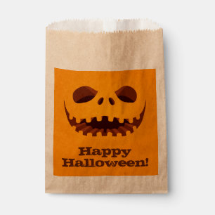 Sachets En Papier Halloween à visage de Jack o' lanterne effrayant