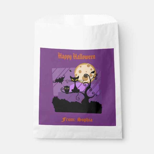 Sachets En Papier Halloween Éffrayant Chat Chat Chat Chouette Lune P (Devant)