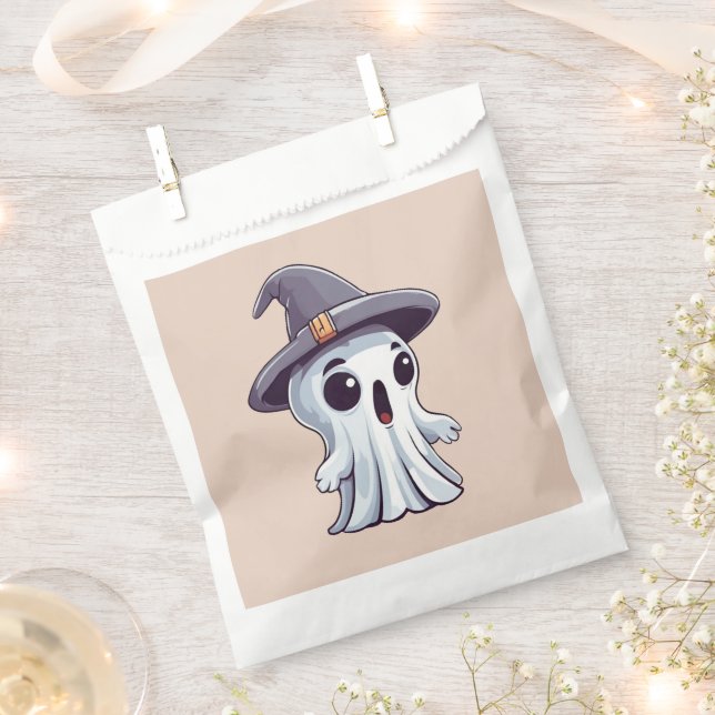 Sachets En Papier Halloween : Fantôme avec chapeau. (Coupé)
