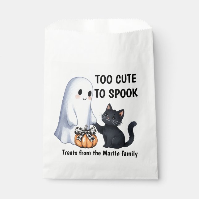 Sachets En Papier Halloween Ghost Chat Trop mignon Pour Parler (Devant)