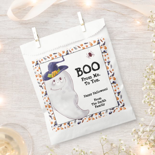 Sachets En Papier Halloween Ghost personnalisé (Coupé)