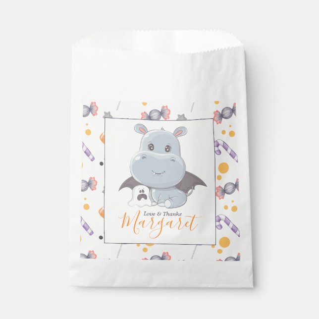 Sachets En Papier Halloween Hippopotamus Little Boo Baby shower (Devant)