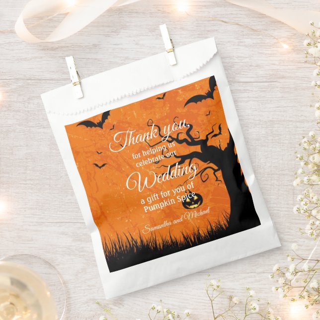 Sachets En Papier Halloween Mariage Merci Arbre d'horreur Vos noms (Coupé)