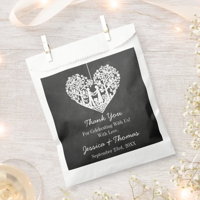 Sachets En Papier Hanging Heart Tree Chalkboard Mariage Collection (Coupé)