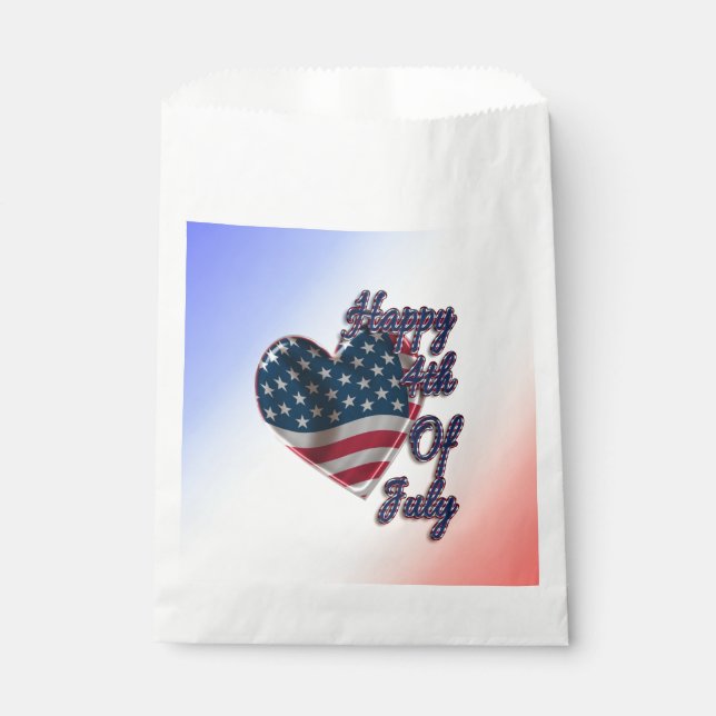 Sachets En Papier Happy 4 juillet USA Flag Heart (Devant)