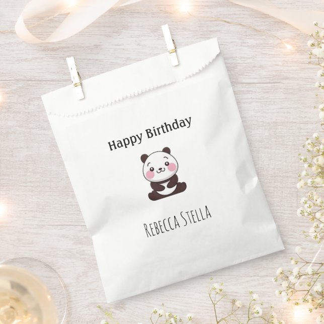 Sachets En Papier Happy birthday cute panda bear white (Coupé)