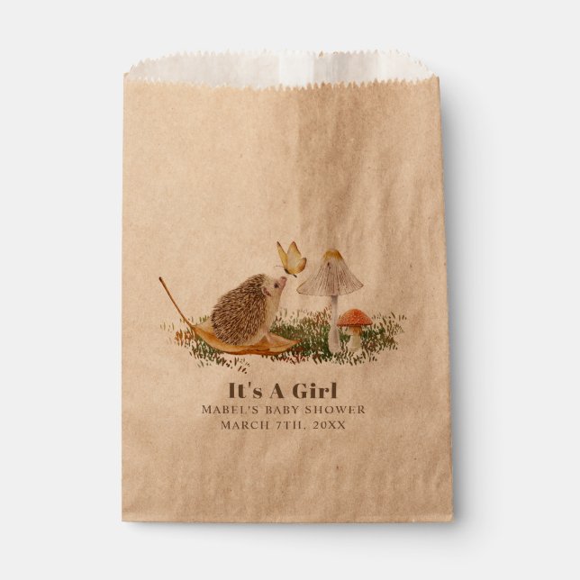 Sachets En Papier Hérisson Baby shower des bois de champignon de pap (Devant)