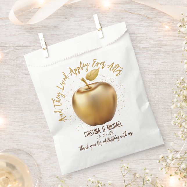 Sachets En Papier Heureux Jamais après Caramel Apple Mariage (Coupé)