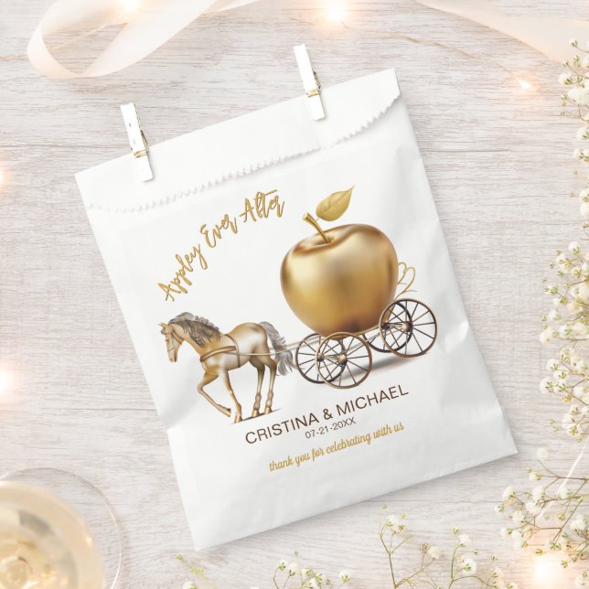 Sachets En Papier Heureux Jamais après Caramel Apple Mariage (Coupé)