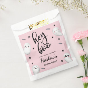 Sachets En Papier Hey Boo Pink Ghost Halloween Bienvenue Anniversair