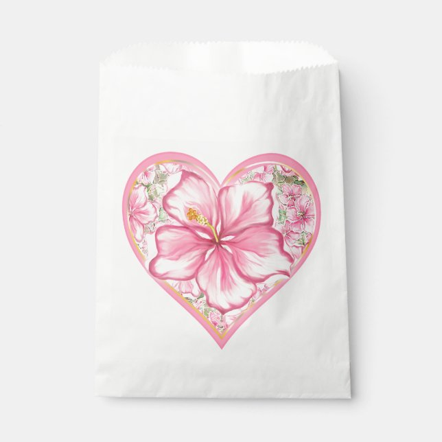 Sachets En Papier Hibiscus & dentelle PINK (Devant)