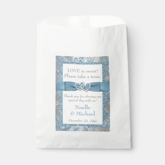 Sachets En Papier Hiver Mariage Favor Sac | Winter Wonderland Blue (Devant)