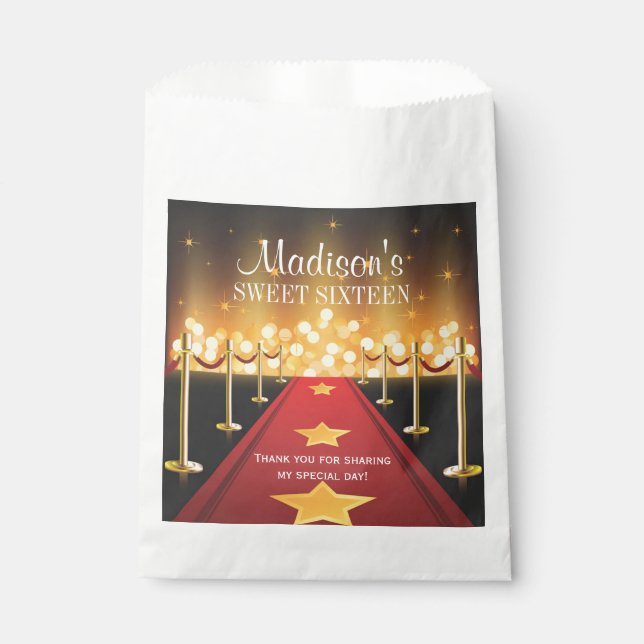 Sachets En Papier Hollywood Red Carpet Sweet 16 Favor Candy Sac (Devant)