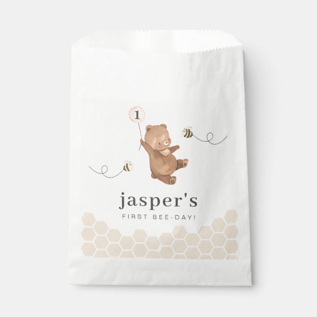 Sachets En Papier Honey Bear First Bee day (Devant)