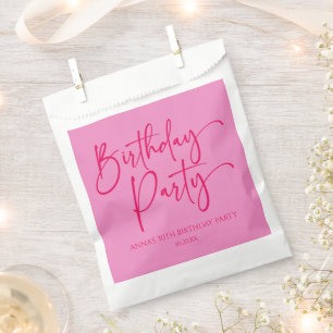 Sachets En Papier Hot rose moderne minimaliste fête d'anniversaire