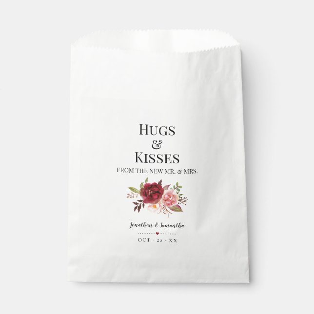 Sachets En Papier Hugs & Baisers du nouveau mariage floral Mme marsa (Devant)