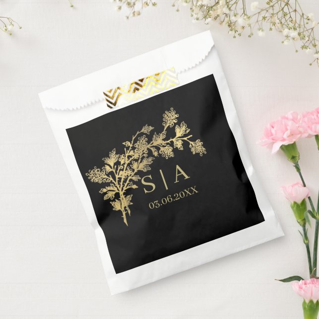 Sachets En Papier Huile d'or sur mesure Luxe Botanographie Monogramm (Scellé)