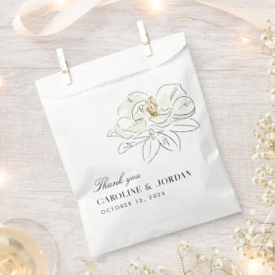 Sachets En Papier Illustration de Magnolia blanc Mariage minimal mod