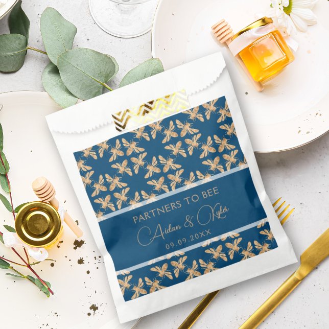 Sachets En Papier Indigo & Honeycomb Golden Bee Wedding shower (Créateur téléchargé)