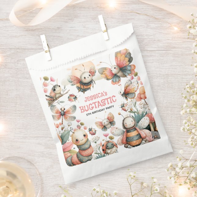 Sachets En Papier Insectes BUGTASTIQUES Aquarelle Bugs Anniversaire  (Coupé)