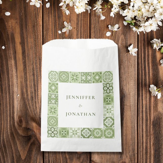 Sachets En Papier Invitation aux tuiles espagnoles vertes (Créateur téléchargé)