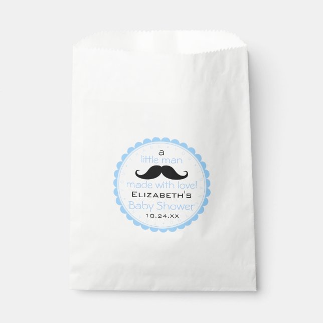 Sachets En Papier Invité du Baby shower Mustache Little Man (Devant)