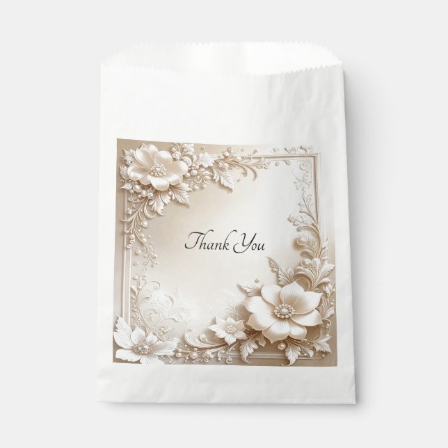 Sachets En Papier Ivory Flowers Favor Bag (Devant)