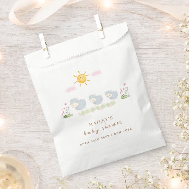 Sachets En Papier Jardin Floral Mignal Famille Mouton Baby shower (Coupé)