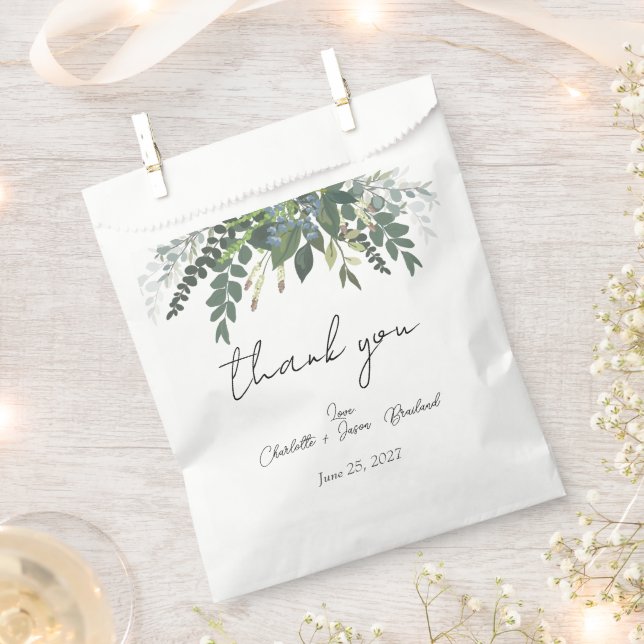 Sachets En Papier Jardin Foliage Nature Verdure Mariage Merci (Coupé)