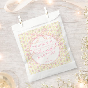 Sachets En Papier Jaune Vintage Élégant Floral Baptême Dessert