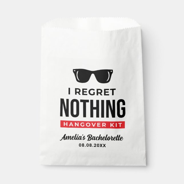 Sachets En Papier Je ne regrette rien Bachelorette Party Hangover Ki (Devant)