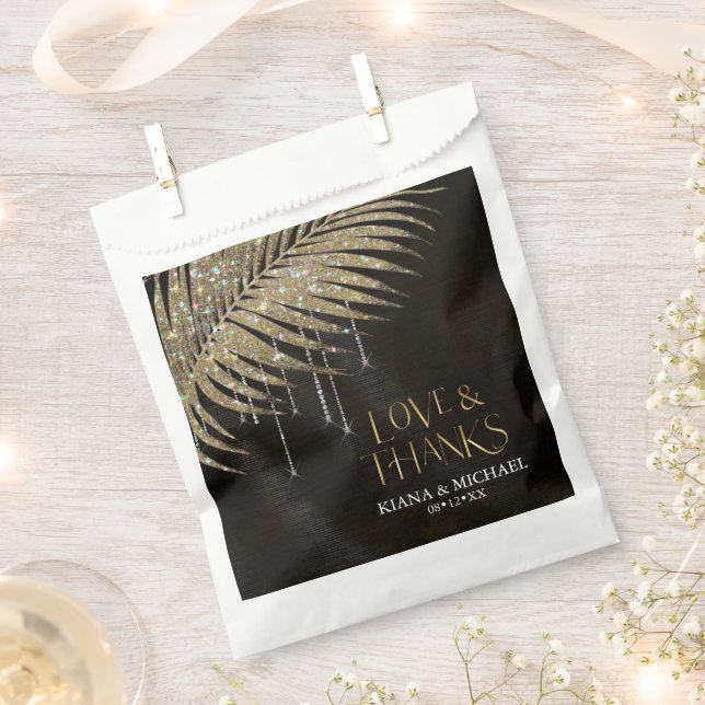 Sachets En Papier Jewel Palm Leaf Mariage Love Thanks Gold ID83 (Coupé)