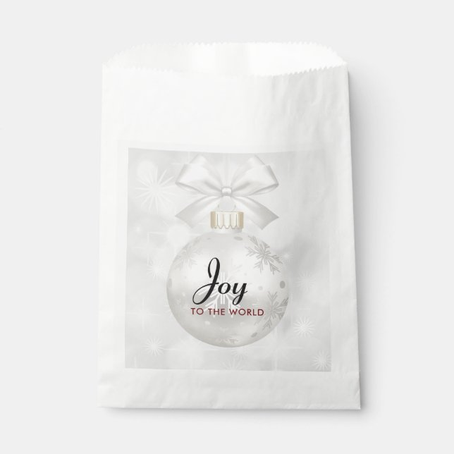 Sachets En Papier Joie au monde Élégant bal de Noël en argent (Devant)