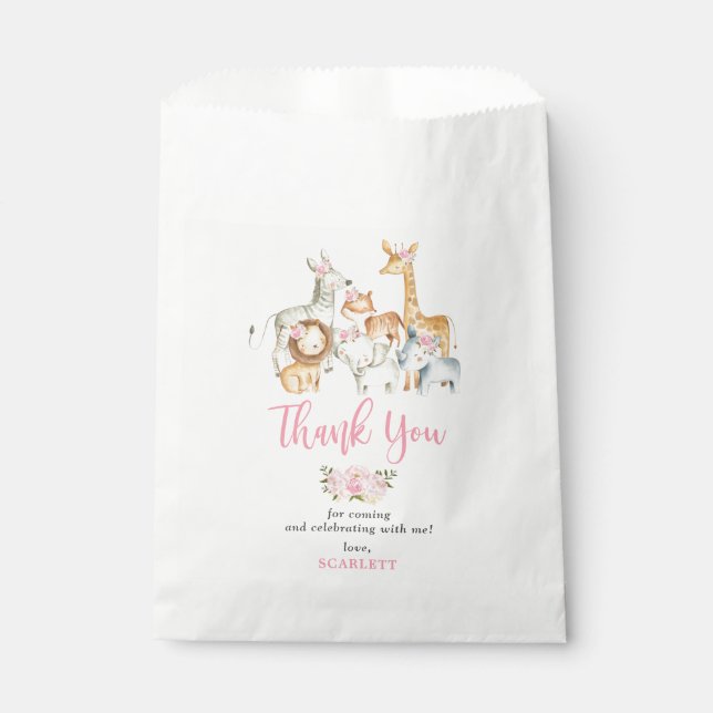 Sachets En Papier Joli Blush Floral Safari Baby shower Jungle (Devant)