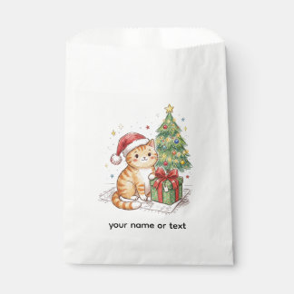 Sachets En Papier Joli Chat Roux Chapeau de Père Noël Ornement de No