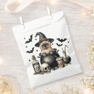 Sachets En Papier Joli chat vintage dans un chaudron Halloween