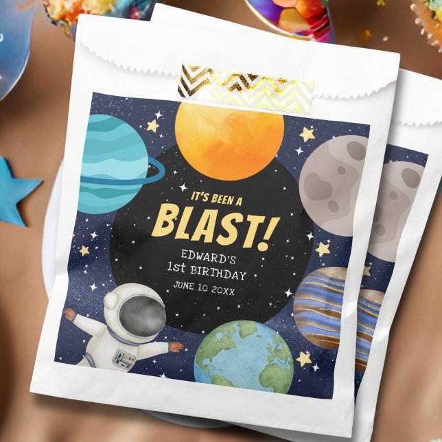 Sachets En Papier Joli espace extra-atmosphérique moderne 1er annive (Créateur téléchargé)