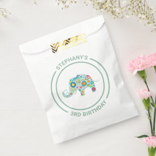 Sachets En Papier Joli monogramme d'éléphant aux fleurs colorées