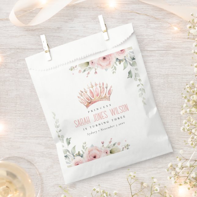 Sachets En Papier Joli rose princesse Crown Tiara Floral Anniversair (Coupé)