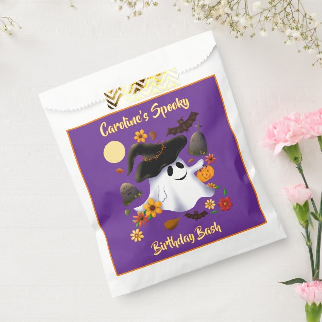 Sachets En Papier Joli tour de fantôme sorcière ou traiter cimetière (Scellé)
