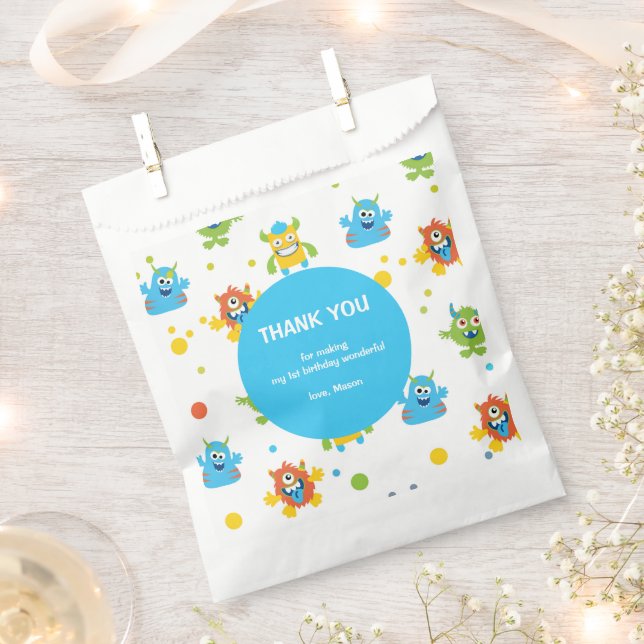 Sachets En Papier Jolie fête d'anniversaire sur le thème du petit mo (Coupé)