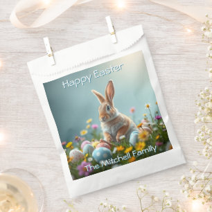 Sachets En Papier Jolie fête florale de lapin de Pâques
