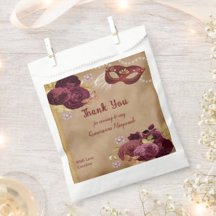 Sachets En Papier Jolie Quinceañera Mascarade Bourgogne Roses anglai
